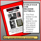 Reading Comprehensions: WW1 - Soldier's Stories.