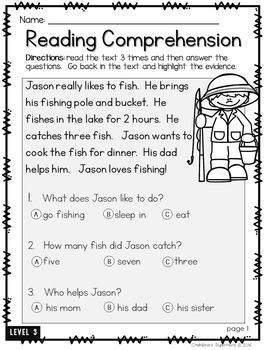 Reading Comprehension: 4 different levels by Chalkboard Superhero