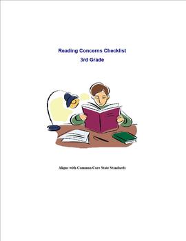 Preview of Reading Concern Checklist for 3rd Grade