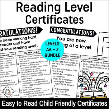 Preview of Reading Conference Certificates for Parent Teacher Conferences for Levels AA - Z