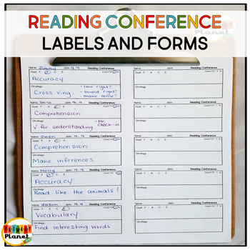 Preview of Reading Conference Forms & Checklist Labels for Reading Conference Notes - Data