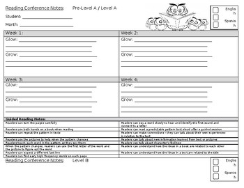 Preview of Reading Conference Notes Template