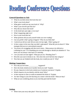 Preview of Reading Conference Questions to Ask Kids During Reading Workshop