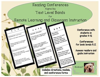 Preview of Reading Conferences Aligned by Text Level Bands- Remote Learning and Instruction