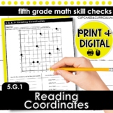 Reading Coordinates Worksheets for 5th Grade Math