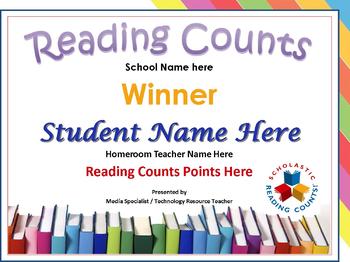 Preview of Reading Counts Award Certificate