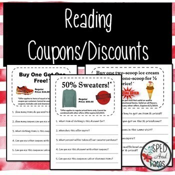 Preview of Reading Coupons/Discounts