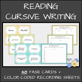 Preview of Reading Cursive Writing - Cards and Recording Sheets