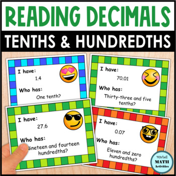 Preview of Reading Decimals "I Have...Who Has?" Games - Tenths and Hundredths Versions