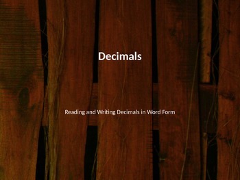 Preview of Reading Decimals PPT