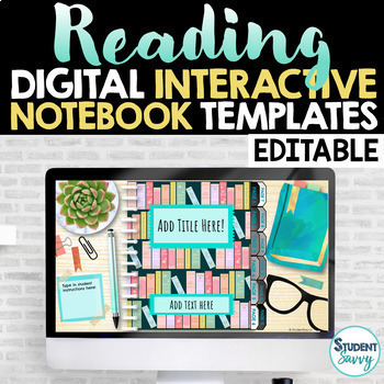 Preview of Reading Digital Interactive Notebook Templates EDITABLE | ELA Google Slides™