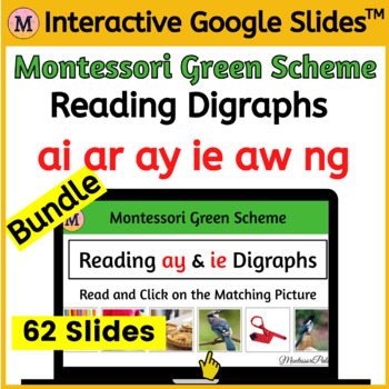 Preview of Reading Digraphs ai ar ay ie aw ng - Google Slides™ Bundle 2 - Green Scheme