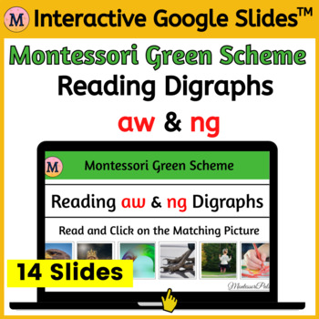 Preview of Reading Digraphs aw & ng - Google Slides™  - Digital Activity - Green Scheme