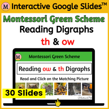 Preview of Reading Digraphs th & ow - Google Slides™ Digital Activity - Green Scheme