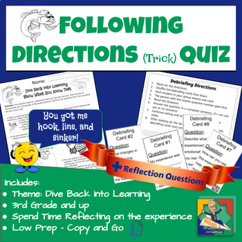 Preview of Reading Directions (Trick) Quiz - Dive Back into Learning Theme