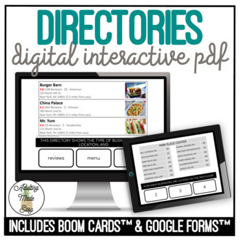 Preview of Reading Directories Digital Interactive Activity