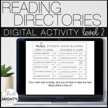 Preview of Vocational Reading - Directories, level 2