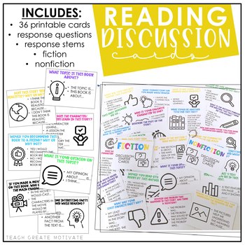 Preview of Reading Discussion Cards - Starters - Fiction & Nonfiction
