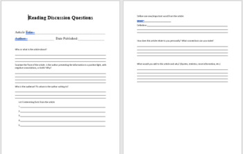 Preview of Reading Discussion Questions