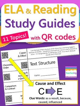 Preview of ELA Study Guides BUNDLE {with QR Codes}