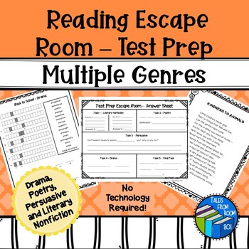 Preview of Escape Room Reading - Multi genre - test prep