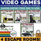 Video Games Reading Activities and Passages | ESCAPE ROOM 