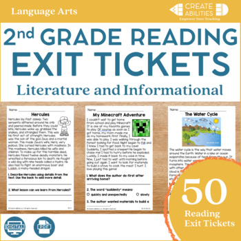 Preview of Reading Exit Tickets 2nd Grade Digital and Printable | Reading Passages