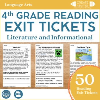 Preview of Reading Exit Tickets 4th Grade PRINT AND DIGITAL | Reading Passages