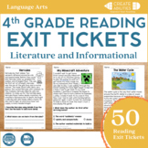 Reading Exit Tickets 4th Grade PRINT AND DIGITAL | Reading