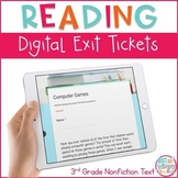 Reading Exit Tickets for Google Classroom- Third Grade Inf