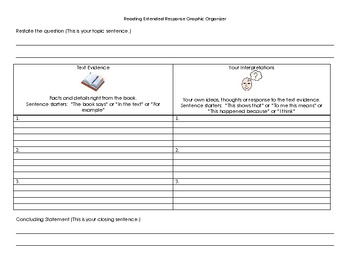 Preview of Reading Extended Response Graphic Organizer/CER/Claim, Evidence, Reasoning