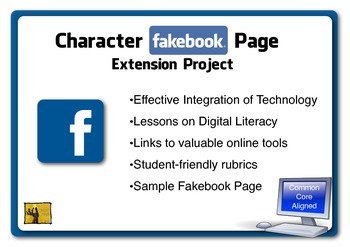Preview of Reading Extension Project--Character Fakebook Page