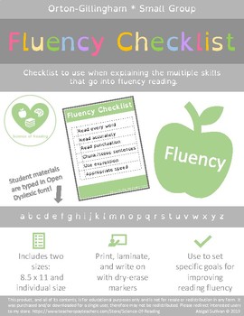 Preview of Reading Fluency Checklist