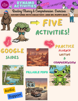 Preview of Reading Fluency, Comprehension and Writing Exercises, BigFoot Squatchy, #1-5