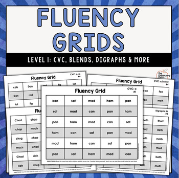 Preview of Reading Fluency Grids: CVC Words, Blends & Digraphs