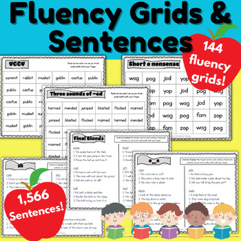 Preview of Reading Fluency Grids and Phonics Sentences to Read