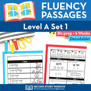 Preview of Decodable Passages Reading Fluency and Sight Word Practice Level A Set 1