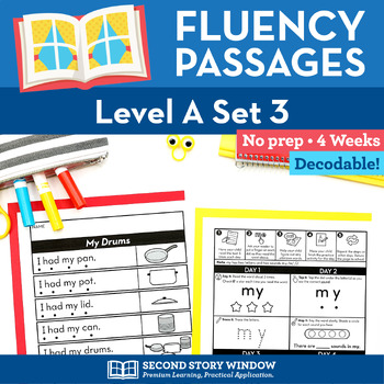 Preview of Decodable Passages Reading Fluency and Sight Word Practice Level A Set 3