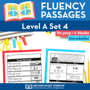 Preview of Decodable Passages Reading Fluency and Sight Word Practice Level A Set 4