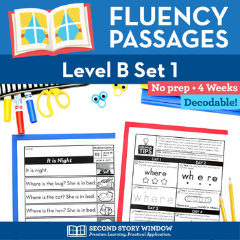 Preview of Decodable Passages Reading Fluency and Sight Word Practice Level B Set 1