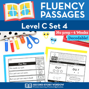 Preview of Decodable Passages Reading Fluency and Sight Word Practice Level C Set 4