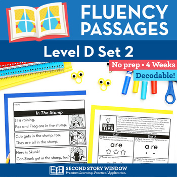 Preview of Decodable Passages Reading Fluency and Sight Word Practice Level D Set 2