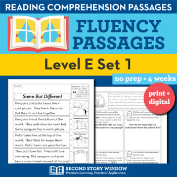 Preview of 1st Grade Level E Set 1 Reading Comprehension Passages for Fluency Practice