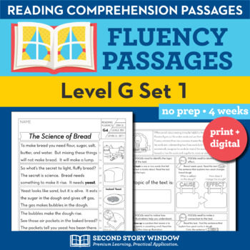 Preview of Reading Fluency Homework Level G Set 1 - Reading Comprehension Passages +Digital