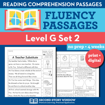 Preview of Reading Fluency Homework Level G Set 2 - Reading Comprehension Passages +Digital