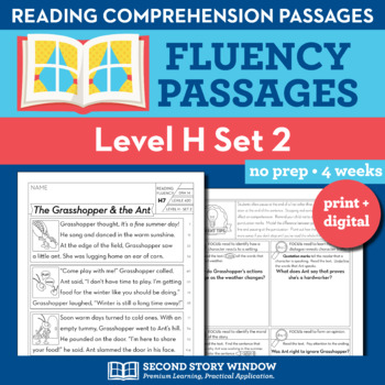 Preview of Reading Fluency Homework Level H Set 2 - Reading Comprehension Passages +Digital
