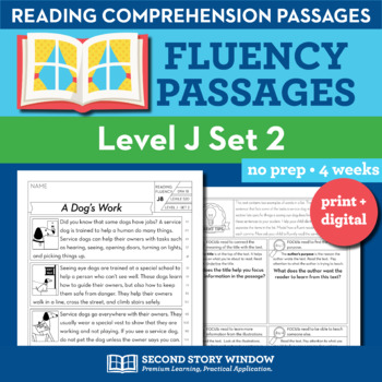 Preview of Reading Fluency Homework Level J Set 2 - Reading Comprehension Passages +Digital