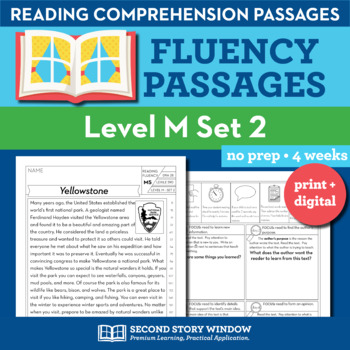 Preview of Reading Fluency Homework Level M Set 2 - Reading Comprehension Passages +Digital