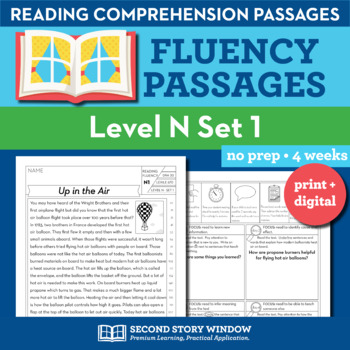 Preview of Reading Fluency Homework Level N Set 1 - Reading Comprehension Passages +Digital