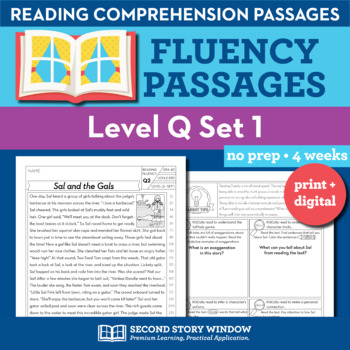 Preview of Reading Fluency Homework Level Q Set 1 - Reading Comprehension Passages +Digital